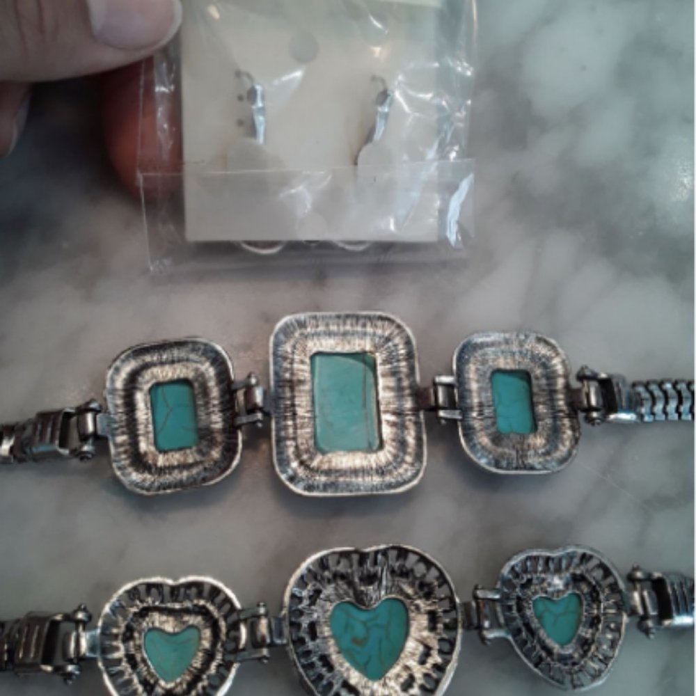 Turquoise jewelry earrings & bracelets set lot NWT - Picture 6 of 9